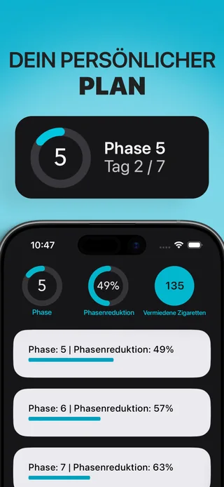 Alive auf dem iPhone zeigt den Plan zum schrittweisen Reduzieren mit wöchentlichen Phasen