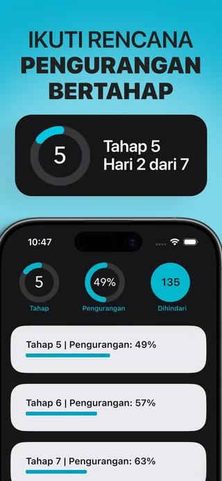 Alive di iPhone menampilkan rencana bertahap dan fase mingguan