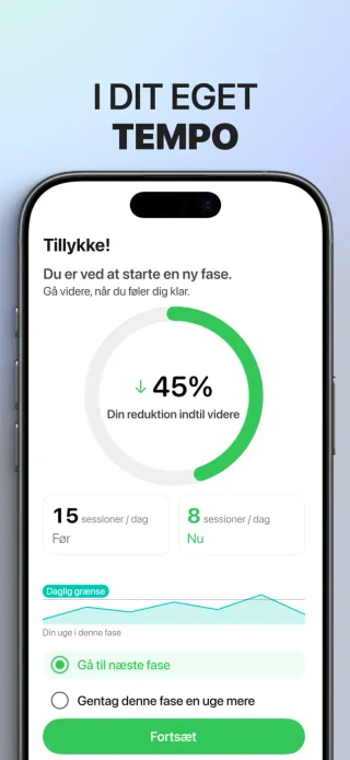 Ugegennemgangen i Stop med at vape gradvist med tidligere sessioner og valgmuligheder for næste uge