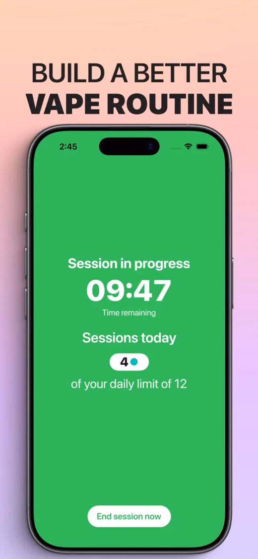Quit Vaping Gradually: official iPhone session timer preview