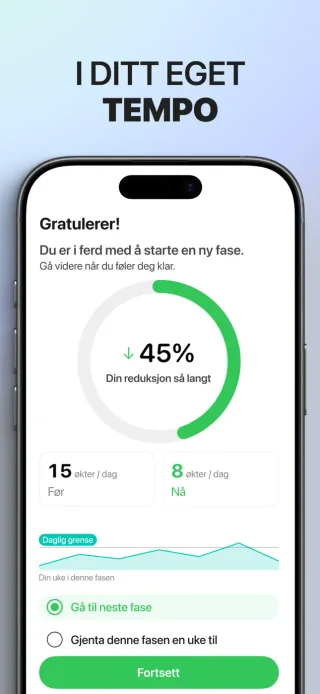 Ukesoversikten i Slutt å vape gradvis med tidligere økter og valg for neste uke