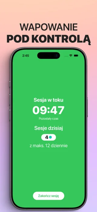 Rzuć wapowanie stopniowo na iPhonie z licznikiem trwającej sesji i dzisiejszą liczbą sesji